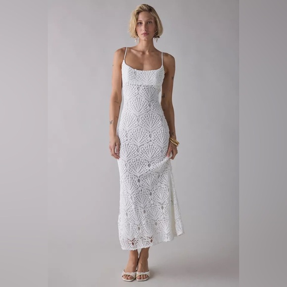 Bardot Dresses & Skirts - Bardot Andoni White Seashell Crochet Midi Dress, Size 4, $169
